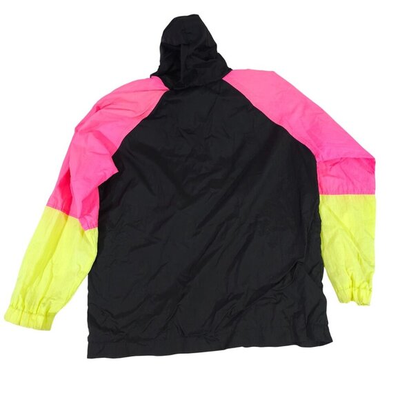 Vintage 80/90s Outrageous Neon Pink Yellow Black Pullover Windbreaker Jacket S - Picture 5 of 5